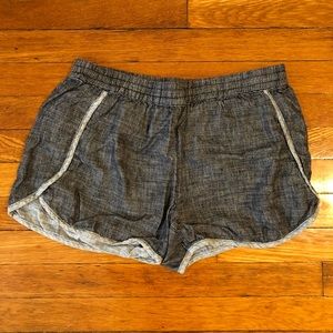 Black, denim looking madewell shorts.